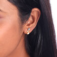 Aqua Shine Pearl & Gold Stud Earrings,,hi-res view 2