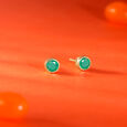 Refined Polished Emerald Gold Stud Earrings,,hi-res view 1