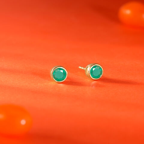 Refined Polished Emerald Gold Stud Earrings