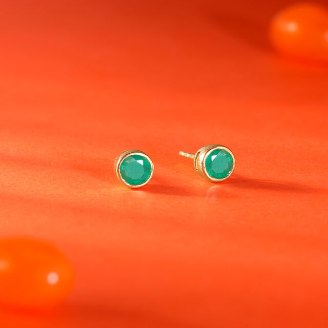 Refined Polished Emerald Gold Stud Earrings,,hi-res image number null
