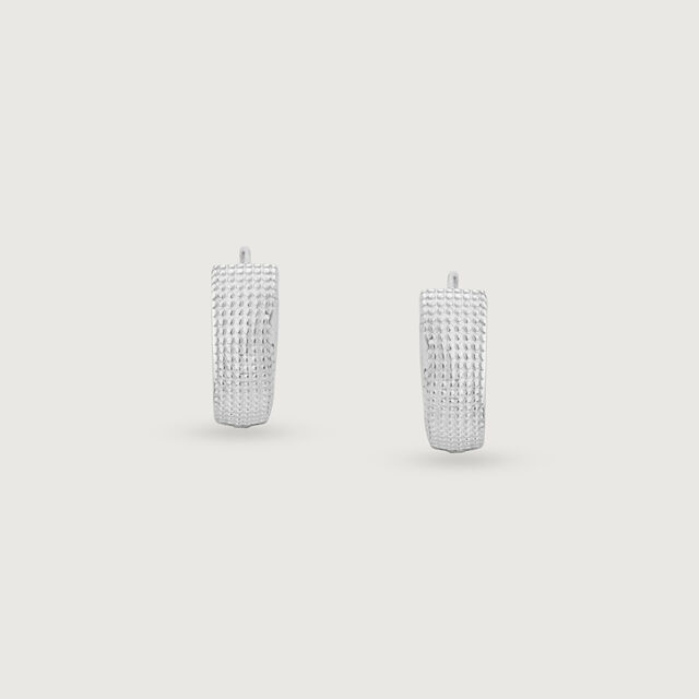 Grid Glow Silver Hoop Earrings,,hi-res image number null