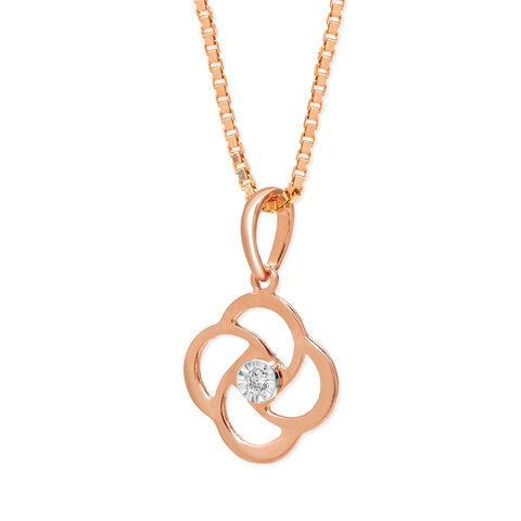 14KT White and Rose Gold Adorable Floral Diamond Pendant