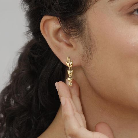 Radiant Lotus Gold Drop Earrings