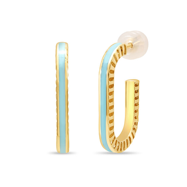 18KT Blue Horizon Yellow Gold Hoop Earrings,,hi-res view 4