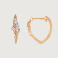 Elegant Wave Gold & Diamond Hoop Earrings,,hi-res view 4