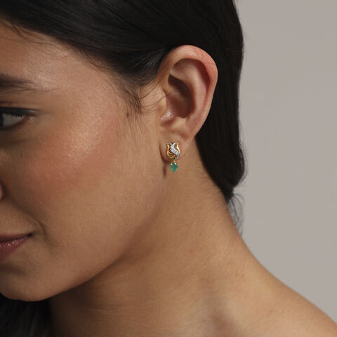 Paisley Lotus Diamond Drop Earrings