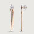 Elegant Leaf Gold & Diamond Drop Earrings,,hi-res view 4