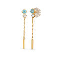 14KT Summer Icefall Blue Topaz And Diamond Drop Earrings,,hi-res view 2