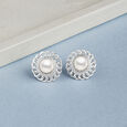 Vintage Pearl Silver Stud Earrings,,hi-res view 1
