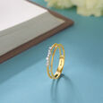 Sleek Splendor 14KT Gold & Diamond Finger Ring,,hi-res view 1