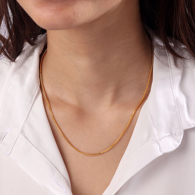 22KT Yellow Gold Effulgent Subtle Heart Carved Motif Gold Chain,,hi-res image number null