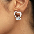 Sculpted Heartbeat Silver Stud Earrings,,hi-res view 2