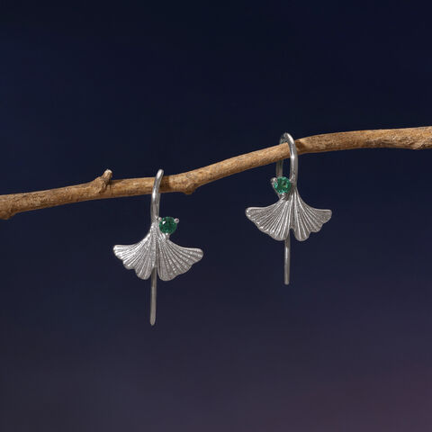Verdant Glow Silver Hoop Earrings
