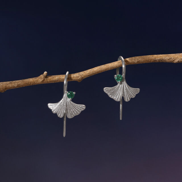 Verdant Glow Silver Hoop Earrings,,hi-res image number null