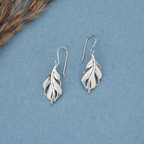 Ethereal Leaf Silver Hoop Earrings