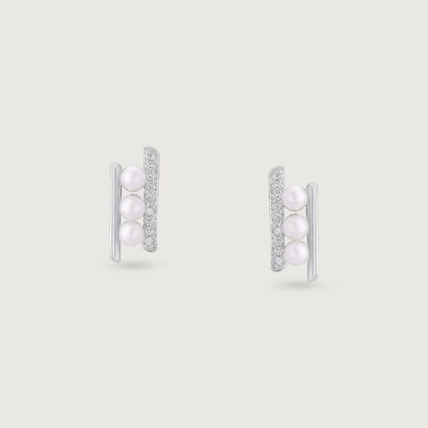 Triple Glow Silver Stud Earrings