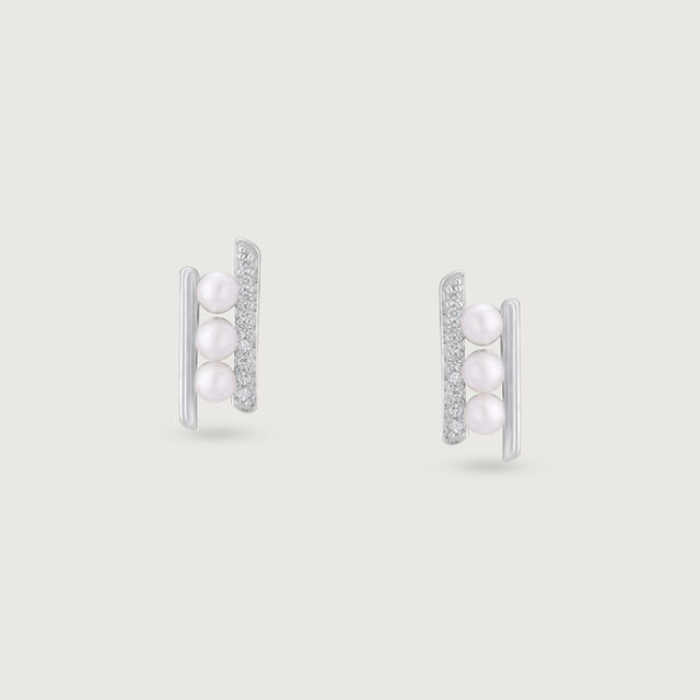 Triple Glow Silver Stud Earrings,,hi-res image number null