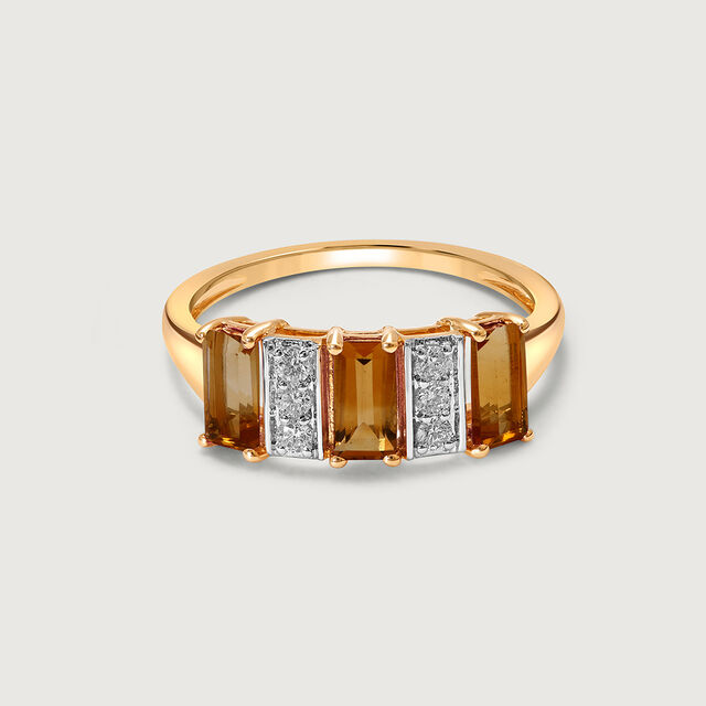 Amber Aura 14KT Diamond & Citrine Finger Ring,,hi-res image number null