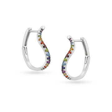 925 Silver Abstract Stud Earrings with Assorted Stones