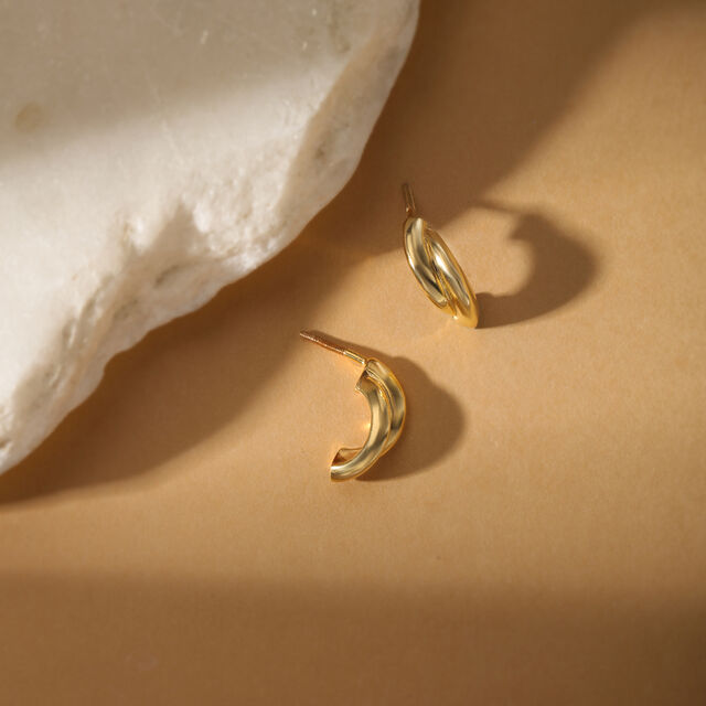 22KT Yellow Gold Sharp Stylish Stud Earrings,,hi-res image number null