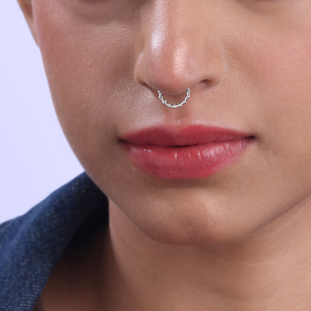 Edgy Charm Silver Septum Ring,,hi-res image number null