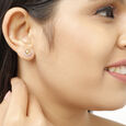 14 KT Yellow Gold Half Circle Diamond Stud Earrings,,hi-res view 4