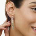 14Kt Yellow Gold Enchanting Criss Cross Emerald Drop Earrings,,hi-res view 1