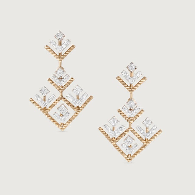 Filigree Fantasy Gold & Diamond Drop Earrings,,hi-res image number null