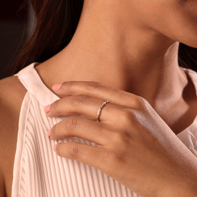 Mystic Curvature 14KT Gold & Diamond Finger Ring,,hi-res image number null