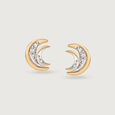 Moonlight Serenade 14KT Crescent Moon Diamond Stud Earring,,hi-res view 3