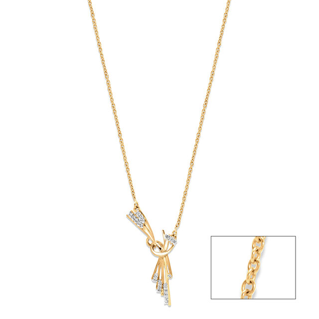 14KT Yellow Gold Knot Tied Diamond Necklace,,hi-res image number null
