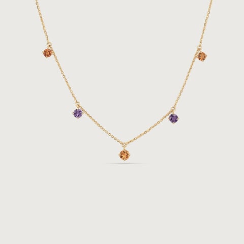 Playful Vibrant Amethyst Gold Necklace