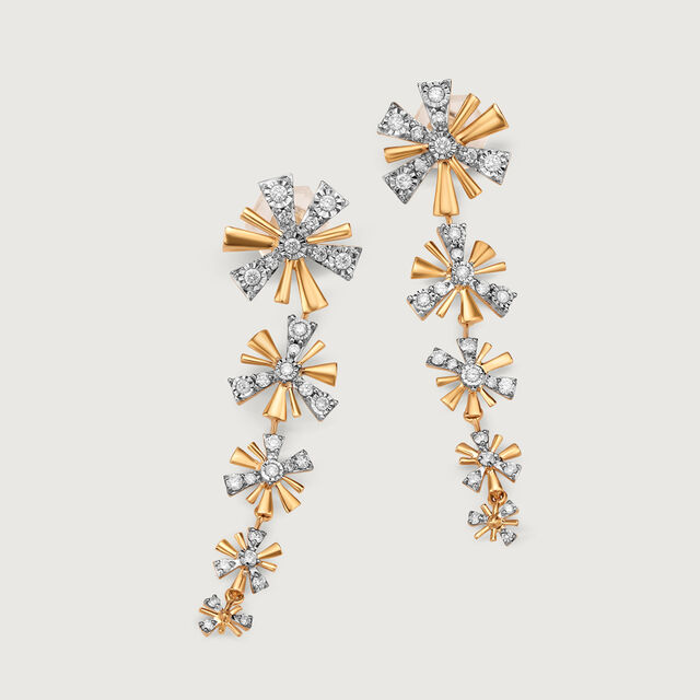 Lustrous Star Drops 14KT Diamond Drop Earrings,,hi-res view 2