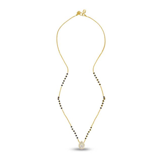 14KT Yellow Gold Drop Pendant with Diamond Mangalsutra,,hi-res view 4