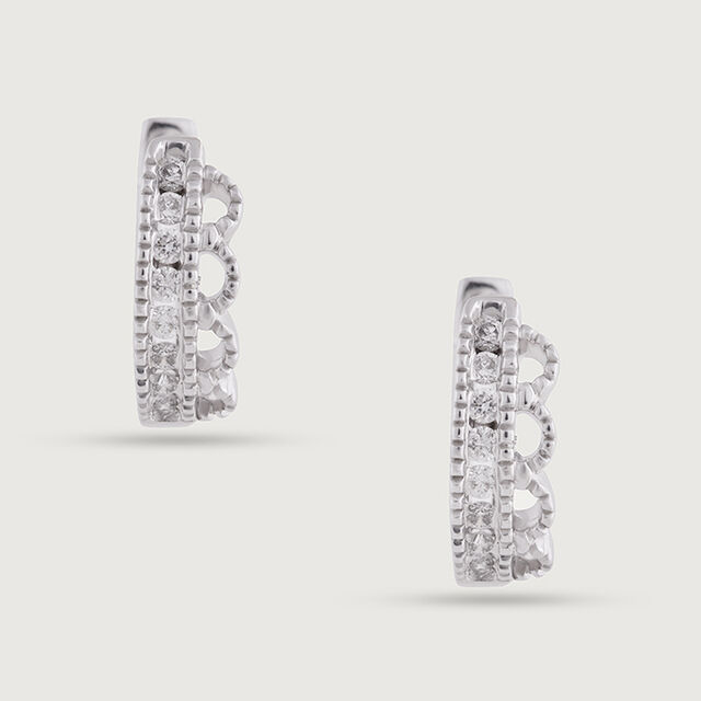 Classic Sleek Gold & Diamond Hoop Earrings,,hi-res image number null