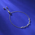 Sparkling Crescent Silver Bracelet,,hi-res view 1