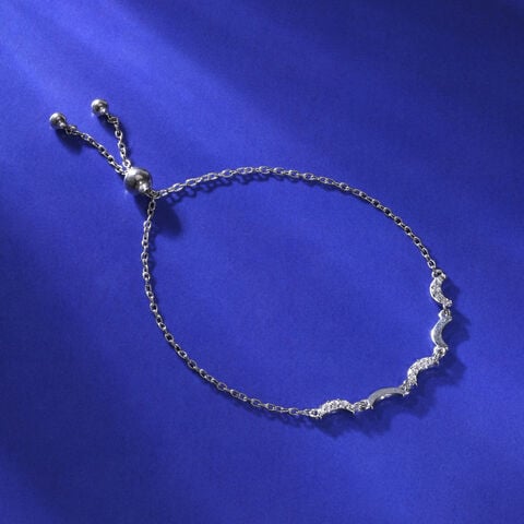 Sparkling Crescent Silver Bracelet