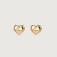 Faceted Heart Gold Stud Earrings,,hi-res view 3