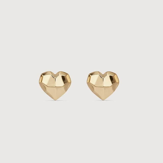 Faceted Heart Gold Stud Earrings,,hi-res image number null