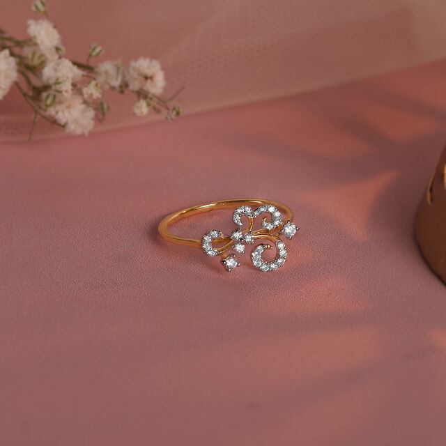 Cascading Curves Gold & Diamond Finger Ring,,hi-res image number null