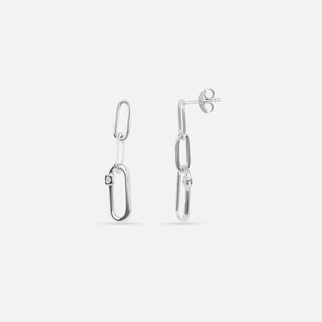 Linked Elegance Silver Drop Earrings,,hi-res image number null