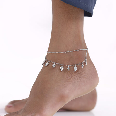 Whispering Leaf Silver Anklet