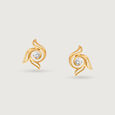 Petal Radiance 14 Kt Gold & Diamond Stud Earrings,,hi-res view 3