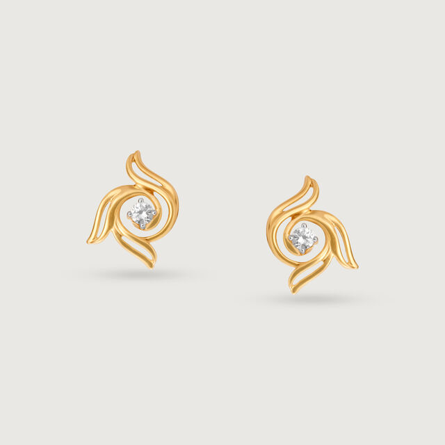 Petal Radiance 14 Kt Gold & Diamond Stud Earrings,,hi-res image number null