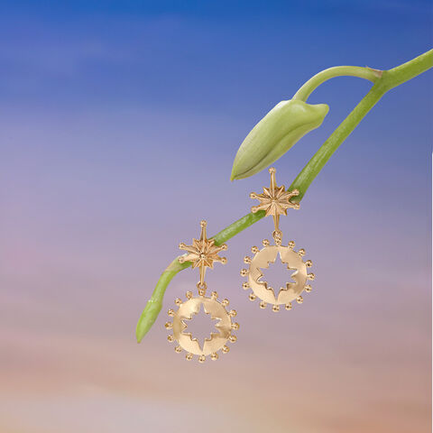 Radiant Sunburst Gold Drop Earrings