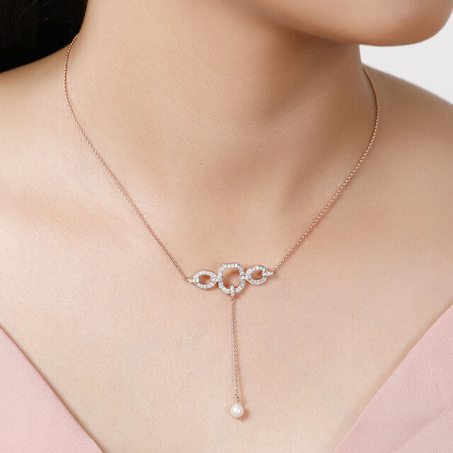 14KT Rose Gold Stunning Hexagon Pearl Necklace,,hi-res image number null
