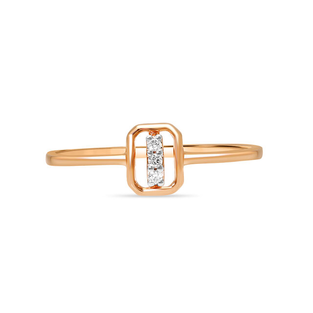 14KT Rose Gold Radiant Rectangle Trio Diamond Finger Ring,,hi-res image number null