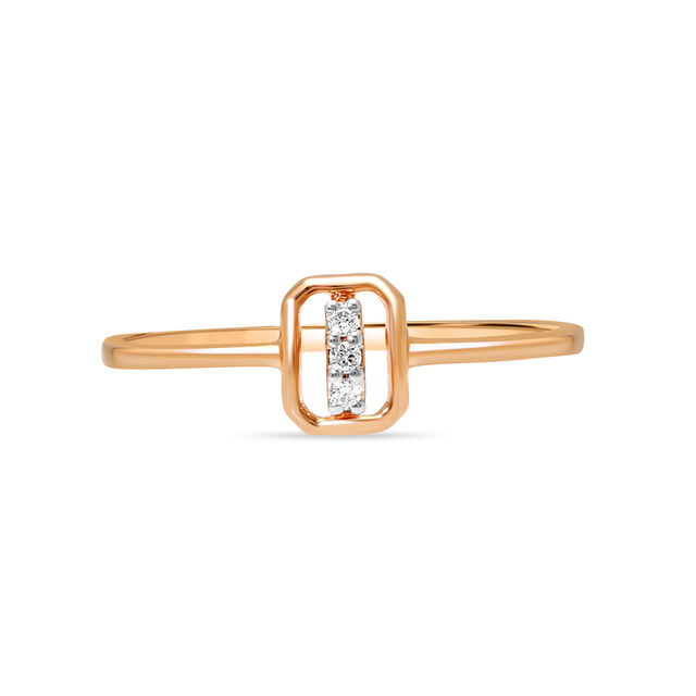 14KT Rose Gold Radiant Rectangle Trio Diamond Finger Ring,,hi-res view 2
