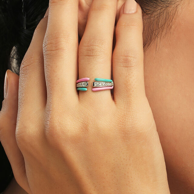 Pastel Pop Silver Finger Ring,,hi-res image number null