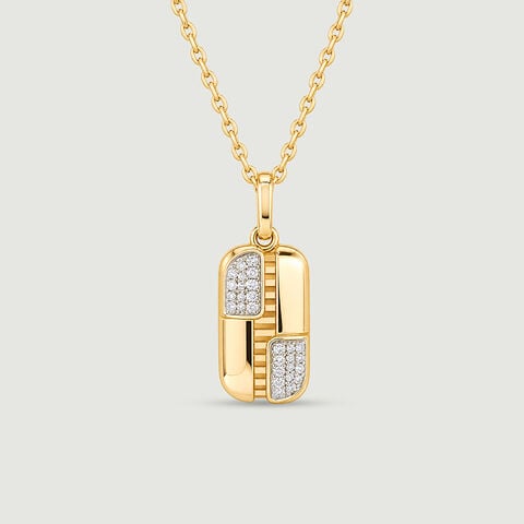 Sculptural Geometric Diamond Pendant
